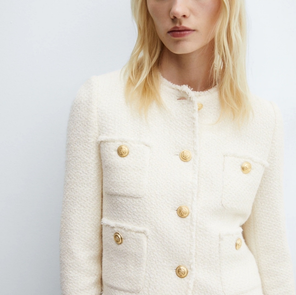 Mango pocket tweed jacket
